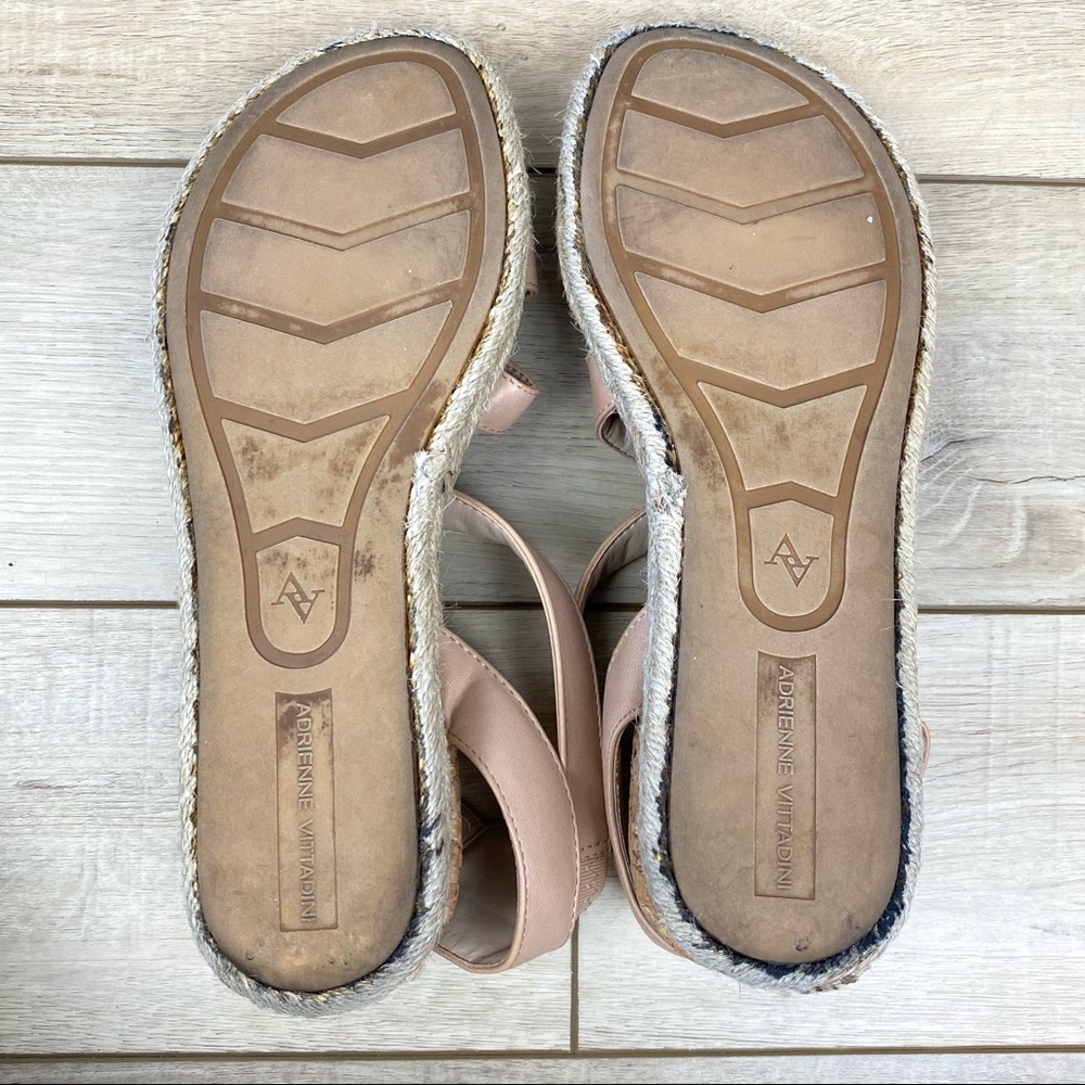 ADRIENNE VITTADINI Charlie Espadrille Tan Strappy Vegan Leather Sandals Size 7.5 - Picture 7 of 10